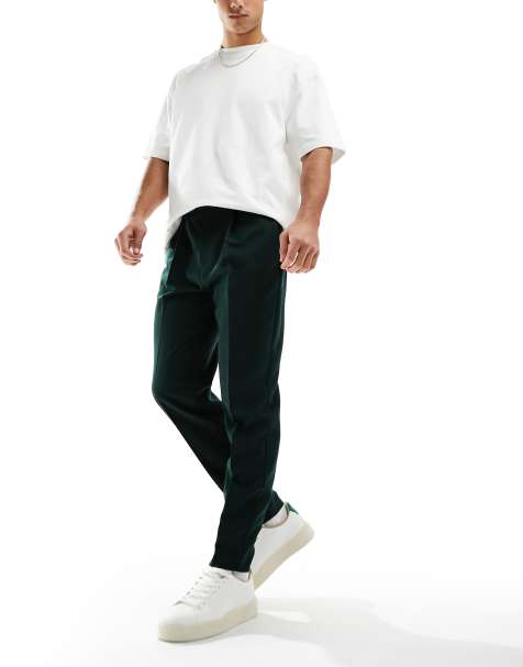 ASOS DESIGN smart tapered trousers in green - view 1