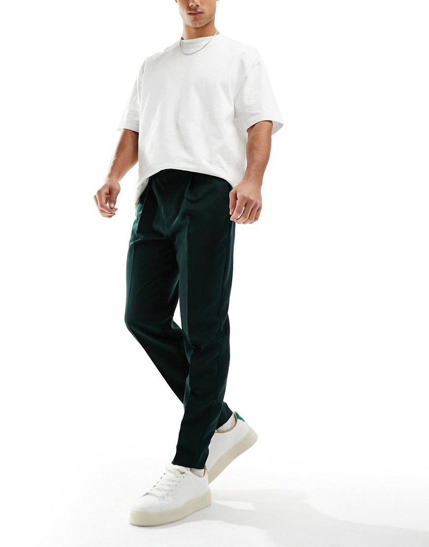 ASOS DESIGN smart tapered trousers in green