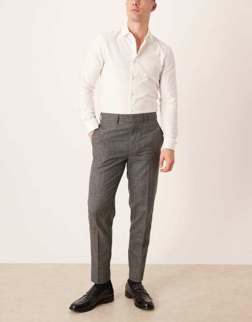 ASOS DESIGN smart tapered trousers in grey crosshatch texture, 2 of 5