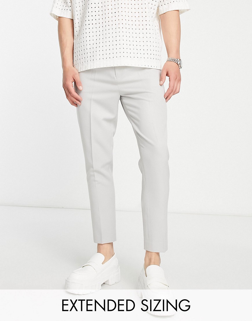 ASOS DESIGN smart tapered trousers in light grey