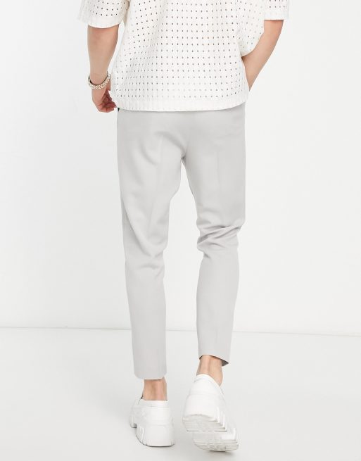 Grey tapered sale trousers mens