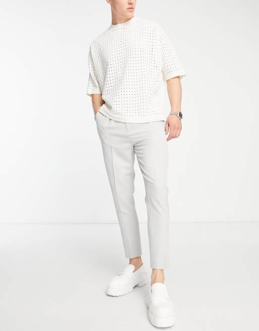 ASOS DESIGN smart tapered trousers in light grey