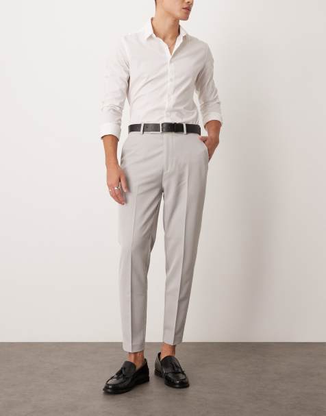ASOS DESIGN smart tapered trousers in light grey - view 1