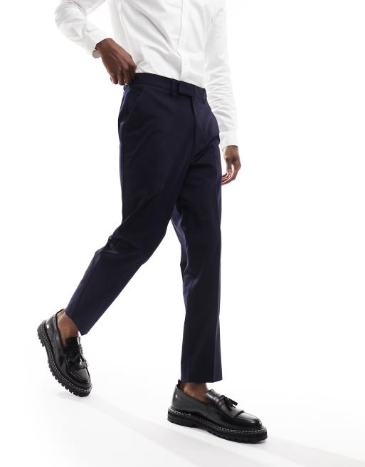 ASOS DESIGN smart tapered trousers in navy | ASOS