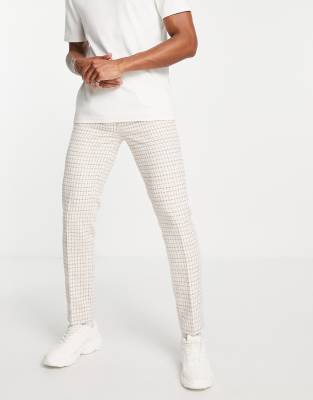 Asos Design Smart Tapered Trousers In Pink Boucle Check Asos