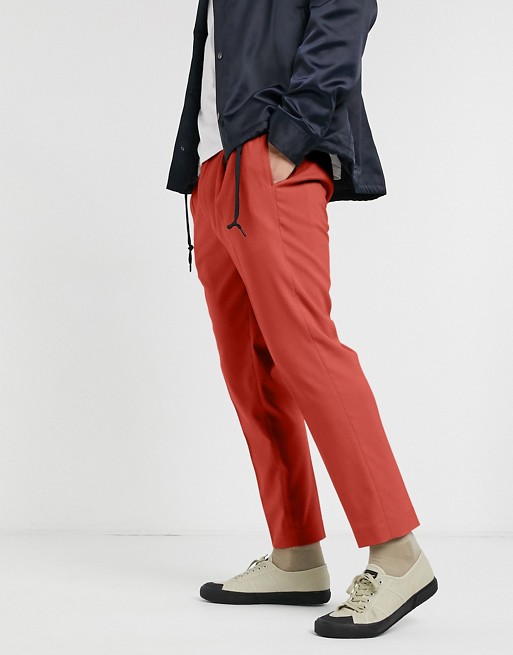 ASOS DESIGN smart tapered trousers in rust