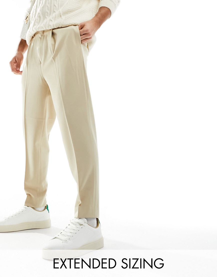 ASOS DESIGN smart tapered trousers in stone-Neutral