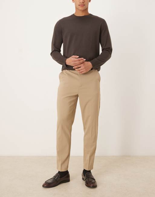 ASOS DESIGN smart tapered  trousers in stone, 2 of 5