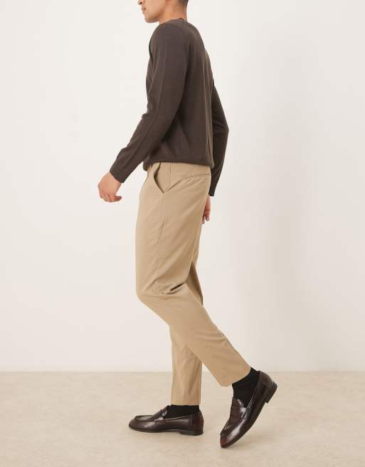 ASOS DESIGN smart tapered  trousers in stone, 3 of 5