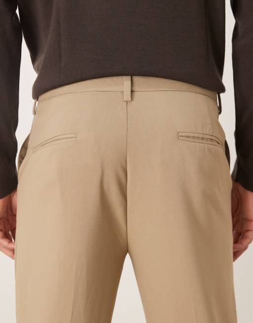 ASOS DESIGN smart tapered  trousers in stone, 4 of 5
