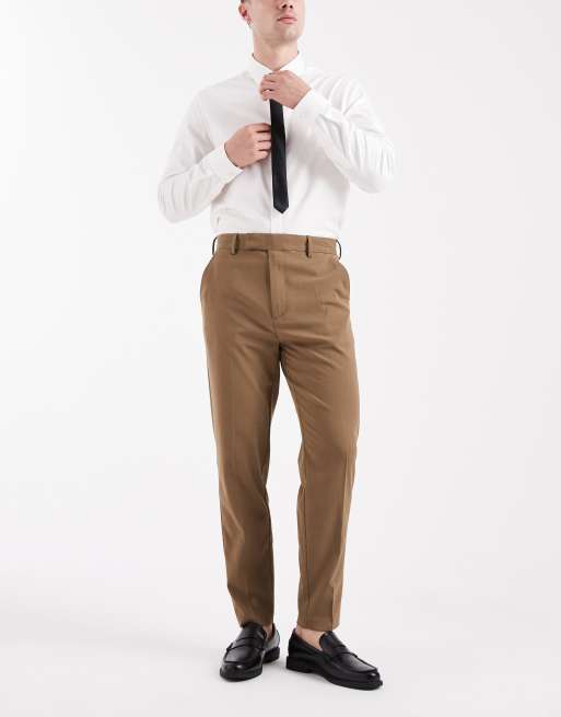 ASOS DESIGN smart tapered trousers in warm brown, 2 of 5