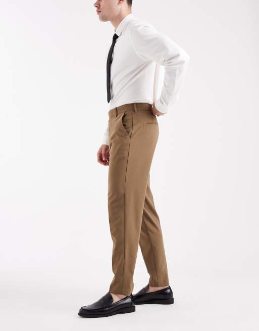ASOS DESIGN smart tapered trousers in warm brown, 3 of 5
