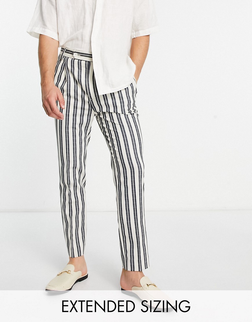 ASOS DESIGN smart tapered trousers in white preppy stripe