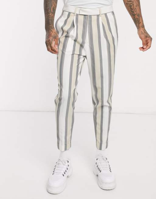 White stripe tapered trousers