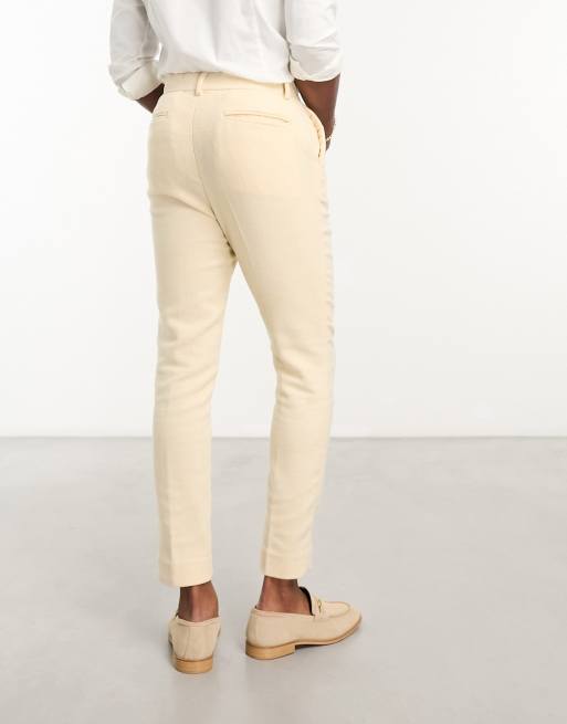 ASOS DESIGN smart tapered wool mix pants in stone puppytooth, 2 of 4