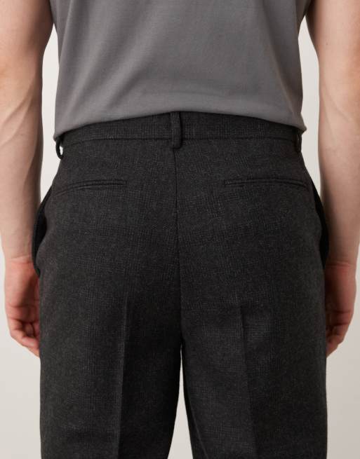 ASOS DESIGN smart tapered wool mix pants with plaid in charcoal, 5 of 5
