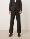 [ASOS DESIGN] ASOS DESIGN smart tuxedo wide leg pants with side stripe-Black W28 L32 BLACK