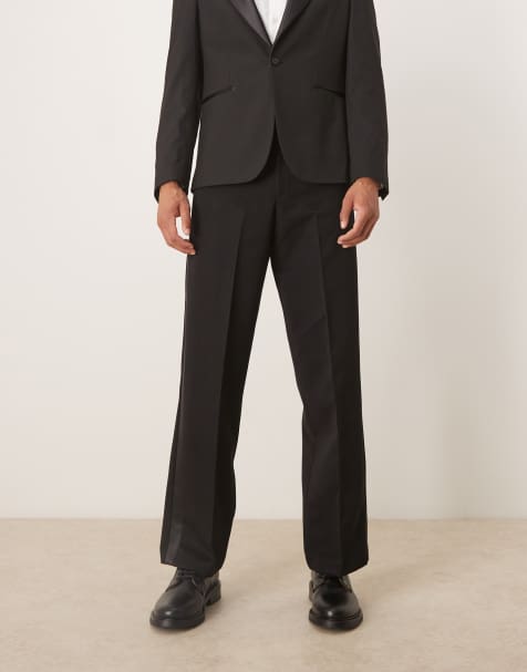 ASOS DESIGN smart tuxedo wide leg trousers with side stripe - view 1