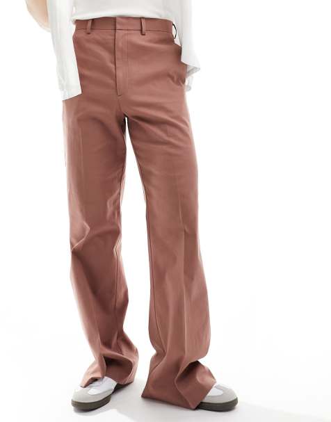 ASOS DESIGN smart vintage flare linen blend trousers in terracota - view 1