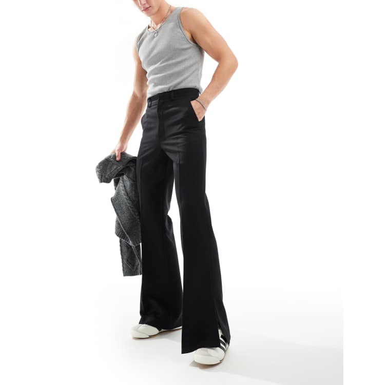 ASOS DESIGN smart vintage flare pants with side split in