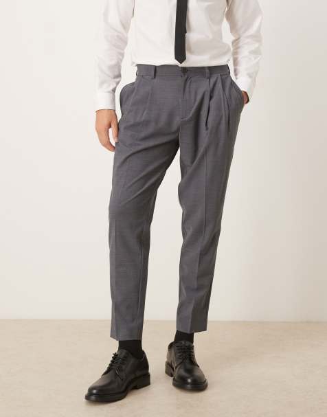 ASOS DESIGN smart washable tapered trousers in charcoal with wool