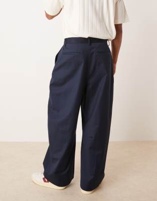 ASOS DESIGN smart barrel leg pants in navy 
