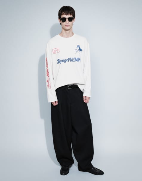 ASOS DESIGN smart wide barrel leg trousers in black microtexture - view 1