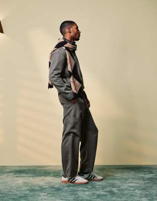 Asos Design Smart Wide Cargo Pants In Gray
