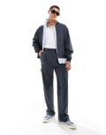 [ASOS DESIGN] ASOS DESIGN smart wide cargo pants with pocket detailing in grey (part of a set) XS GREY