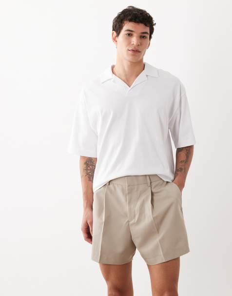 ASOS DESIGN smart wide cropped shorts in stone - view 1