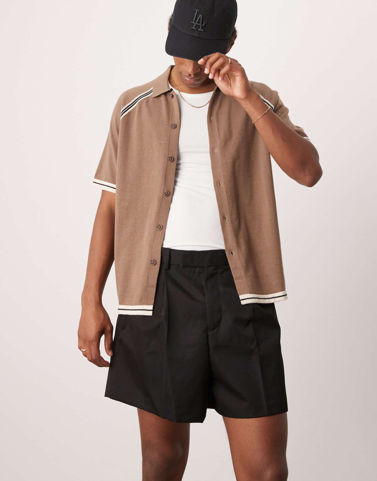 ASOS DESIGN smart wide cropped shorts with front pleat in black