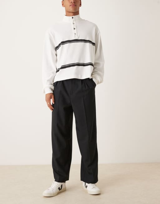 ASOS DESIGN smart wide leg belted pants with front pleat in black, 2 of 5