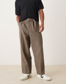 ASOS DESIGN oversized boxy fit rib knitted notch neck polo in ecru