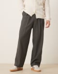 [ASOS DESIGN] ASOS DESIGN smart wide leg belted pants with front pleat in charcoal-Grey W36 L32 CHARCOAL