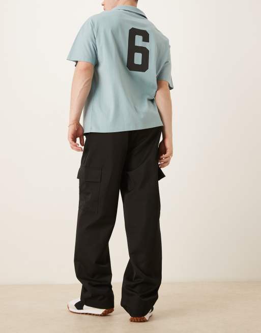 ASOS DESIGN smart wide leg cargo pants in black with elasticated waist, 3 of 5