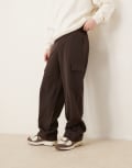 [ASOS DESIGN] ASOS DESIGN smart wide leg cargo pants in brown with elasticated waist XS BROWN