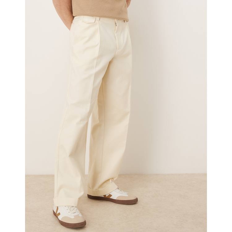 【INCHANT ME】[unisex] Chino Belted Cotton Wide Pants Organic Stretch Cotton Wide Leg Chino Pants