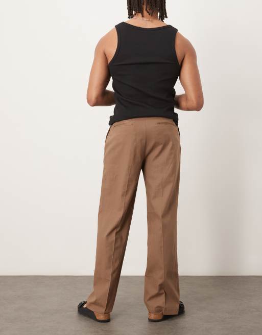 ASOS DESIGN smart wide leg linen blend pants with front pleat