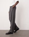 [ASOS DESIGN] ASOS DESIGN smart wide leg metallic pinstripe pants in grey W30 L32 GREY