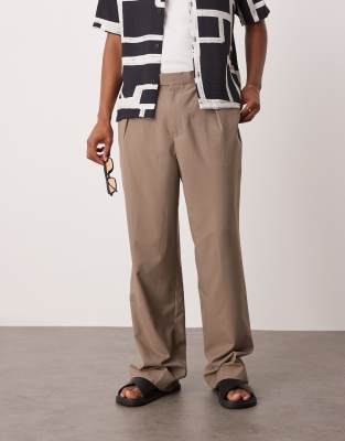 Asos Design Smart Wide Leg Pants In Brown