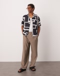 [ASOS DESIGN] ASOS DESIGN smart wide leg pants in beige with elasticated waist-Neutral XS BEIGE