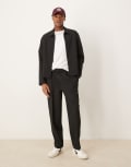[ASOS DESIGN] ASOS DESIGN smart wide leg pants in black pinstripe (part of a set) XS BLACK