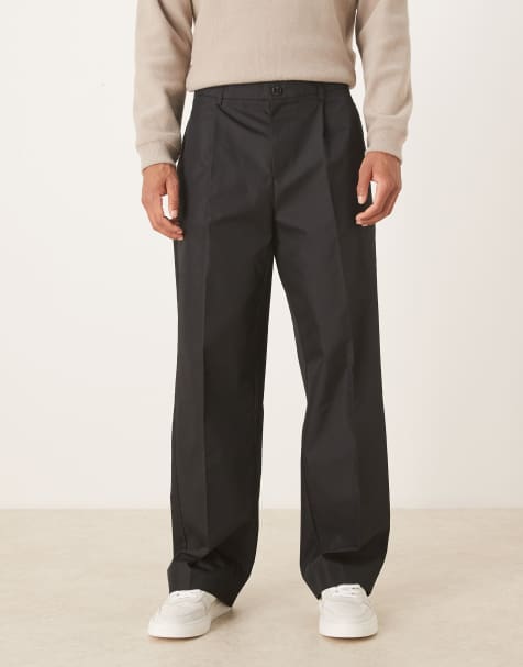 ASOS DESIGN smart wide leg pants in black tech fabric with elasticated waist - view 1