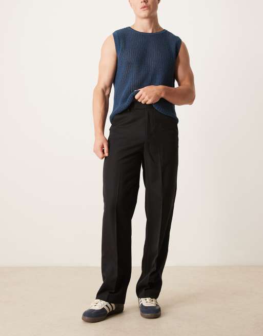 ASOS DESIGN smart wide leg pants in black