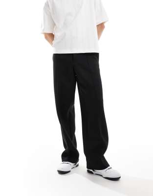 Asos Design Smart Wide Leg Pants With Shimmer In Black
