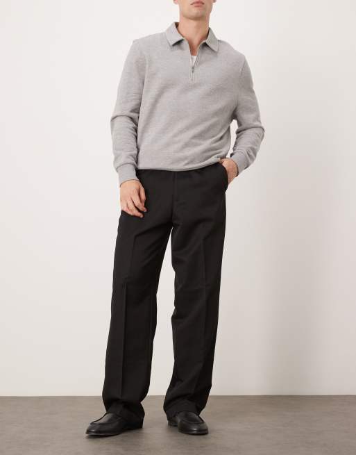 ASOS DESIGN smart wide leg pants in black