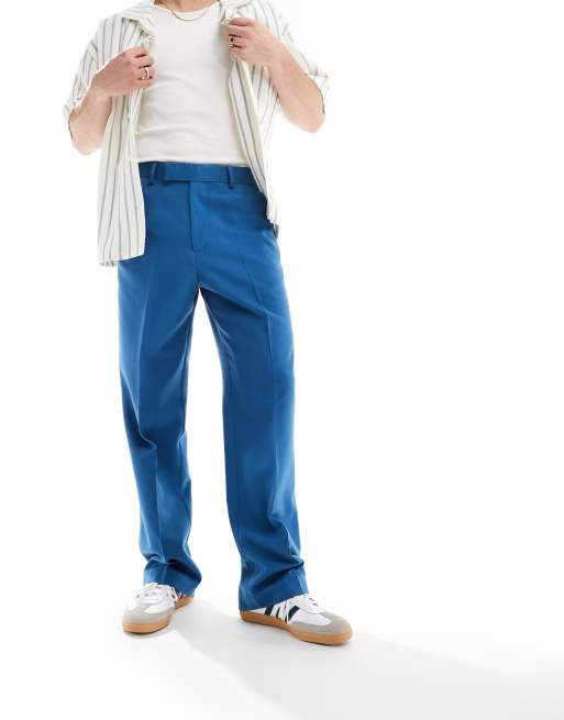 ASOS DESIGN smart wide leg pants in dark blue
