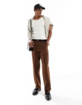 [ASOS DESIGN] ASOS DESIGN smart wide leg pants in dark brown W30 L30 Dark brown