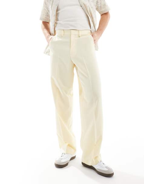 ASOS DESIGN smart wide leg pants in dusty yellow - view 1