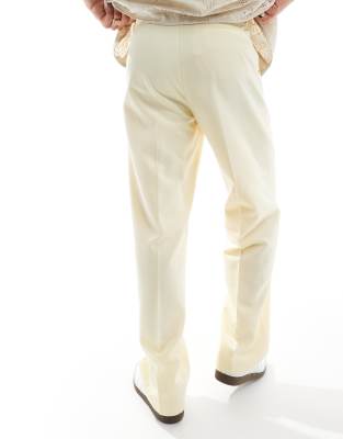 Asos Design Smart Wide Leg Pants In Yellow